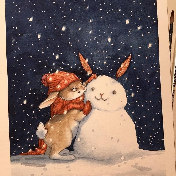 Новогодний зайчик арт
