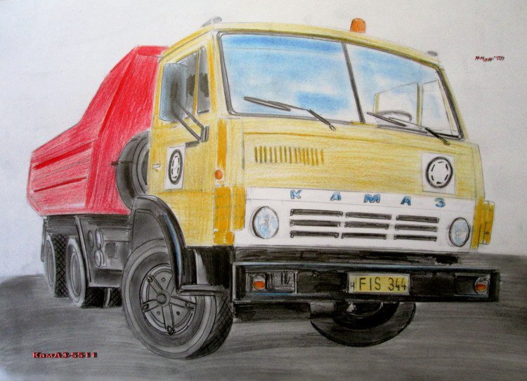 КАМАЗ 5320 карандашом