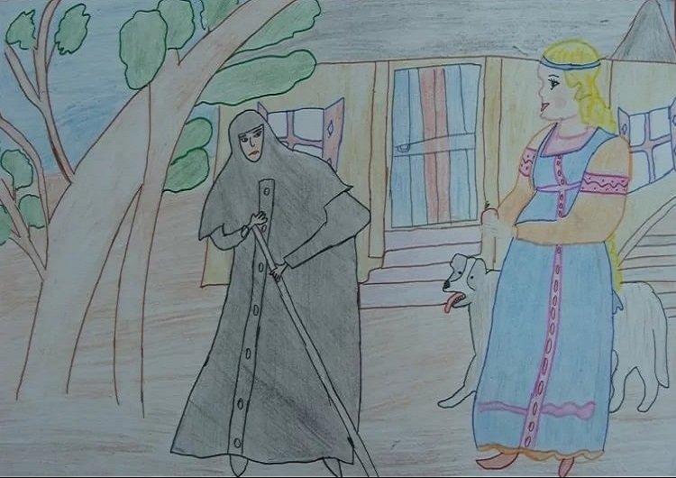 Рисунок мачехи из сказки о мертвой царевне и 7 богатырях