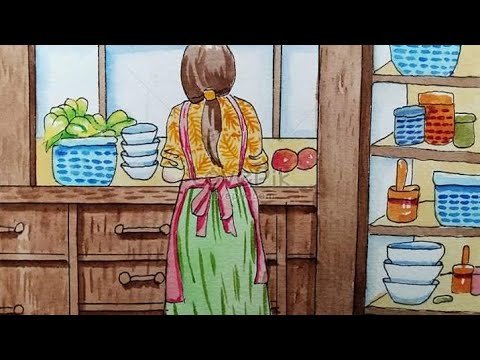 Мама на кухне рисунок