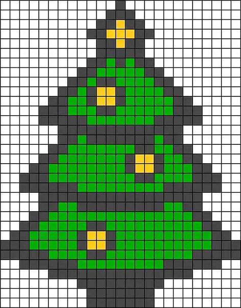 Рисунки по клеточкам новогодние