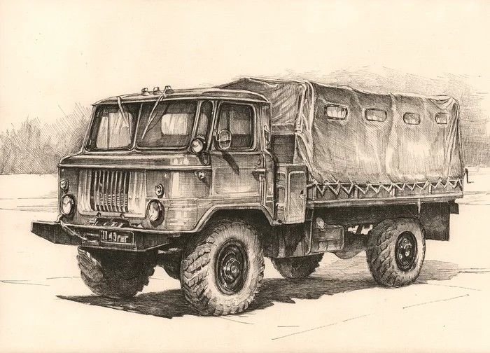 ГАЗ 66 карандашом