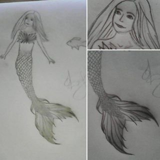 Хвост русалки карандашом