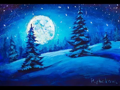 Зимняя ночь рисунок