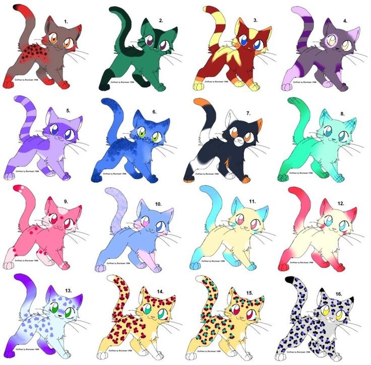 Разноцветная кошка рисунок