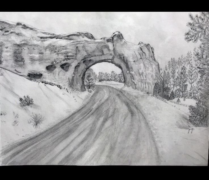 Пейзаж рисунок карандашом