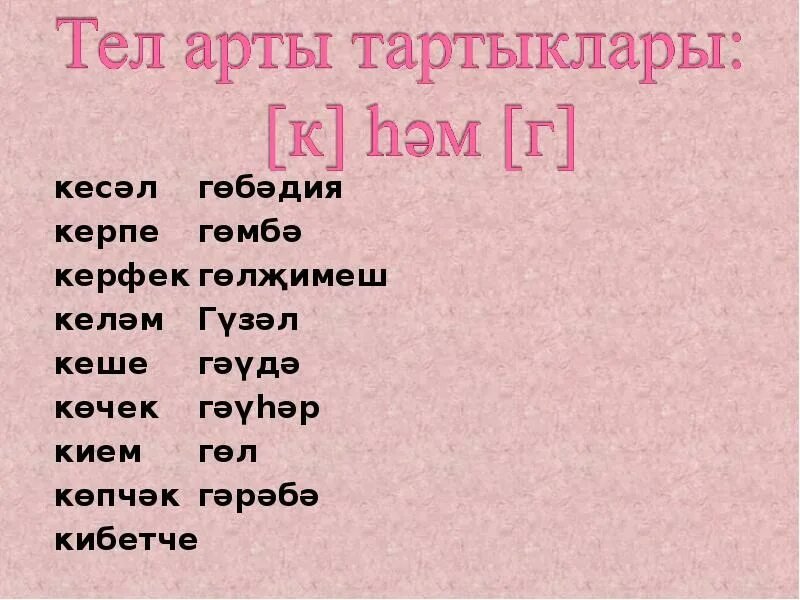 Кече тел тартыклары таблица