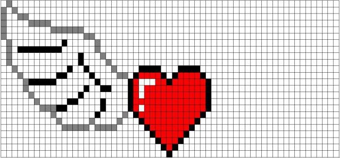 Рисование по клеточкам сердце