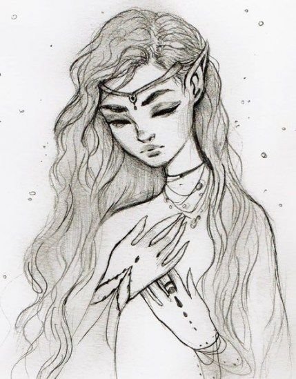Эльфийка рисунок карандашом
