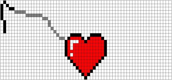 Рисование по клеточкам сердечко