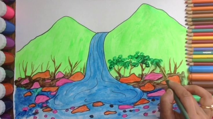 Рисуем водопад с детьми
