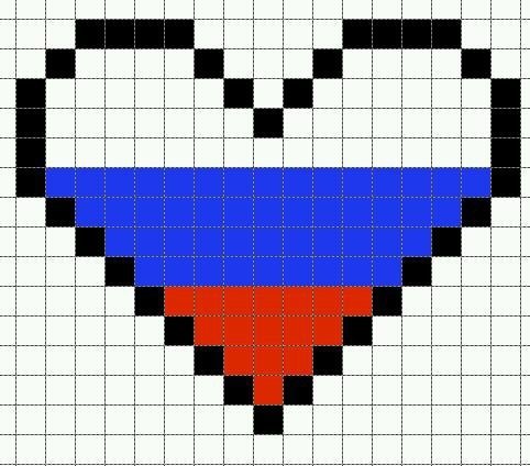 Рисунки по клеточкам сердечки