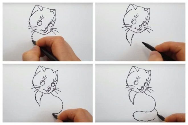Рисование котенка пошагово