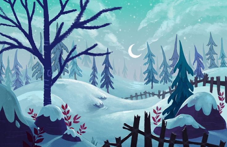 Иллюстрация Illustrator зимний пейзаж