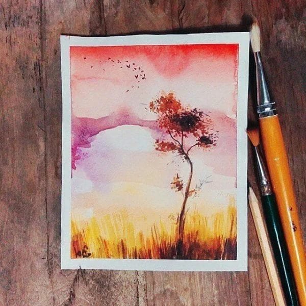 Рисунки акварелью для срисовки