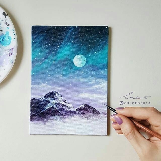 Космический пейзаж акварелью