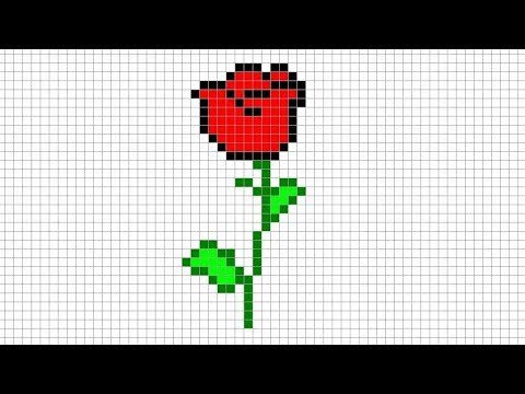 Роза по клеточкам в тетради