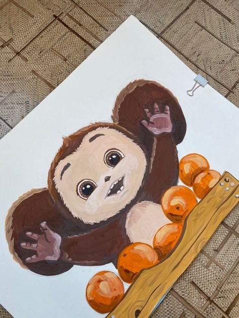 Чебурашка рисунок гуашью