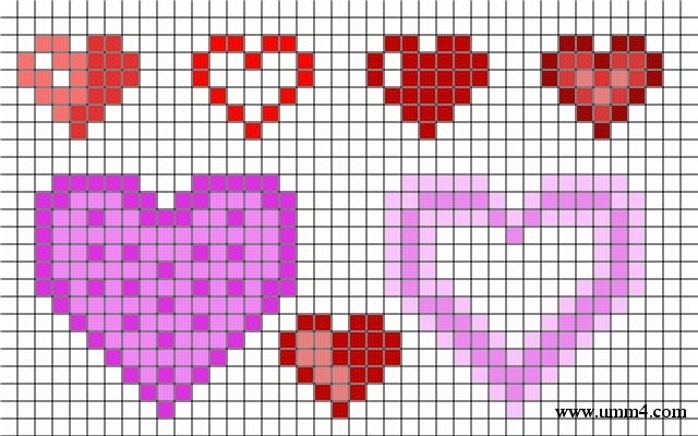 Рисунки по клеточкам сердечки