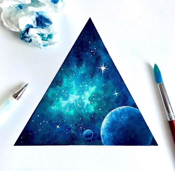 Рисование космоса акварелью