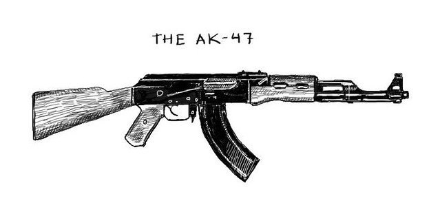 Тату автомат Калашникова эскизы