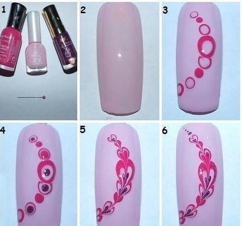 Рисование иголкой на ногтях