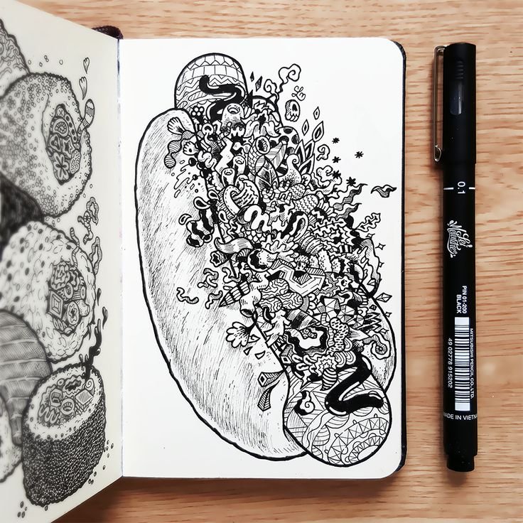 Рисунки черной ручкой