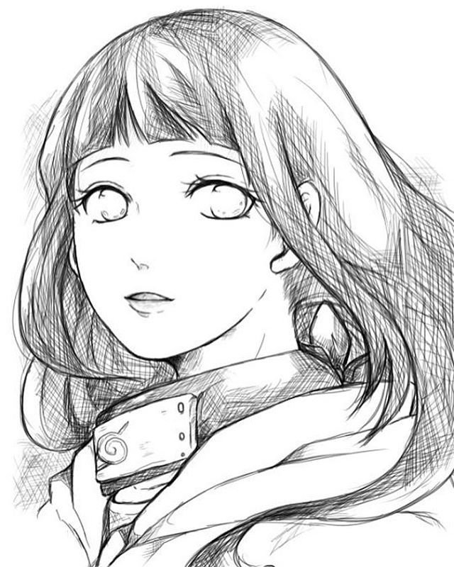 Хината Хьюга черно белая