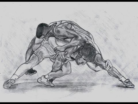 Рисунок борцов карандашом