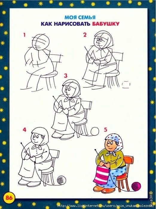 Бабушка рисунок карандашом
