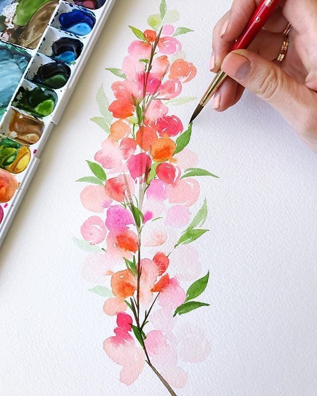 Рисование красками цветы