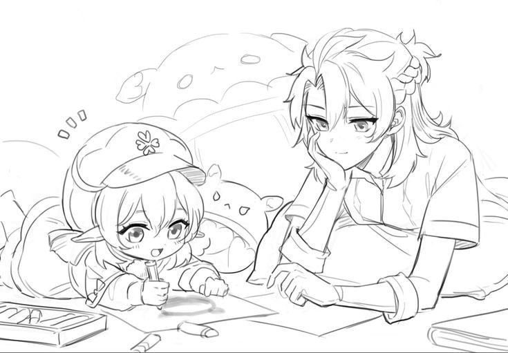 Альбедо карандашом Геншин Импакт