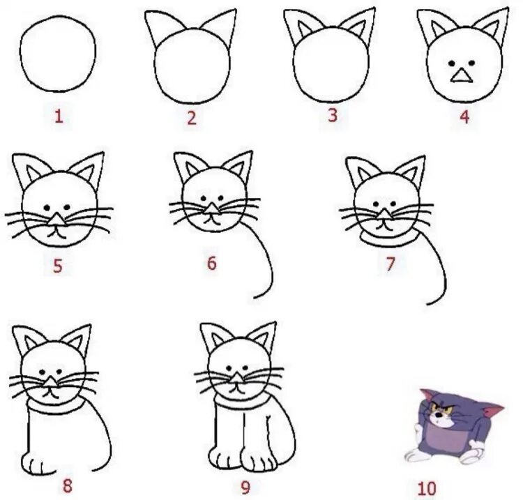 Рисуем кошку с детьми