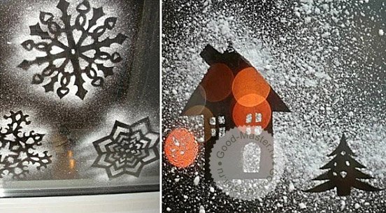 Снежинки на стекле зубной пастой