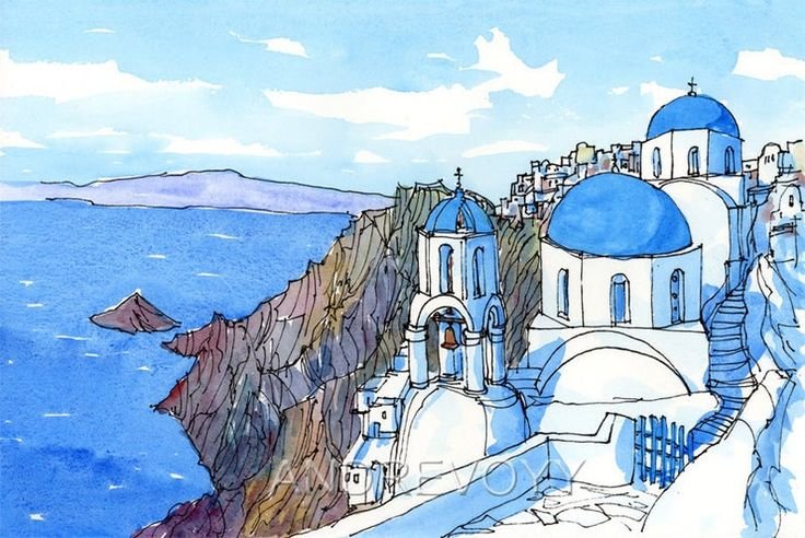 Греция карандашом
