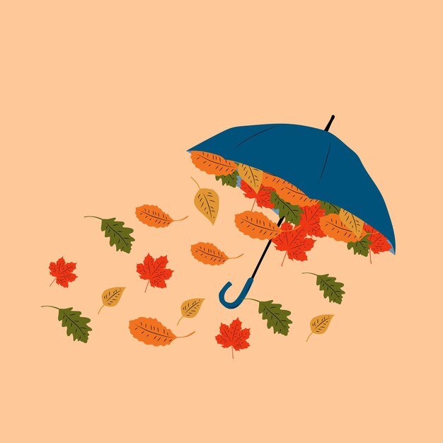 Cartoon autumn Umbrella icons