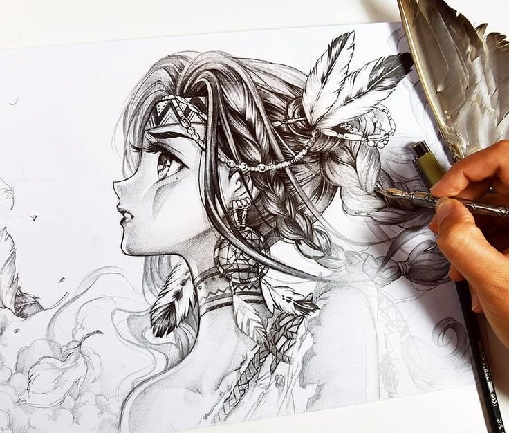 Аниме арт рисунок карандашом