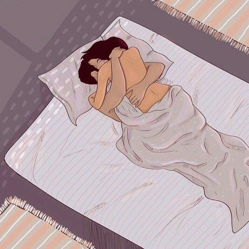 Девушка лежит на парне арт