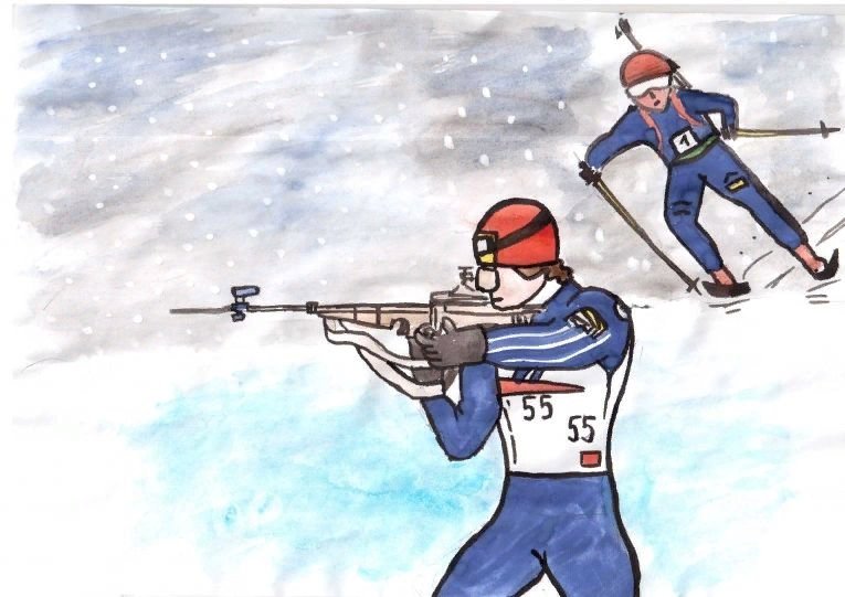 Рисунок биатлониста для детей