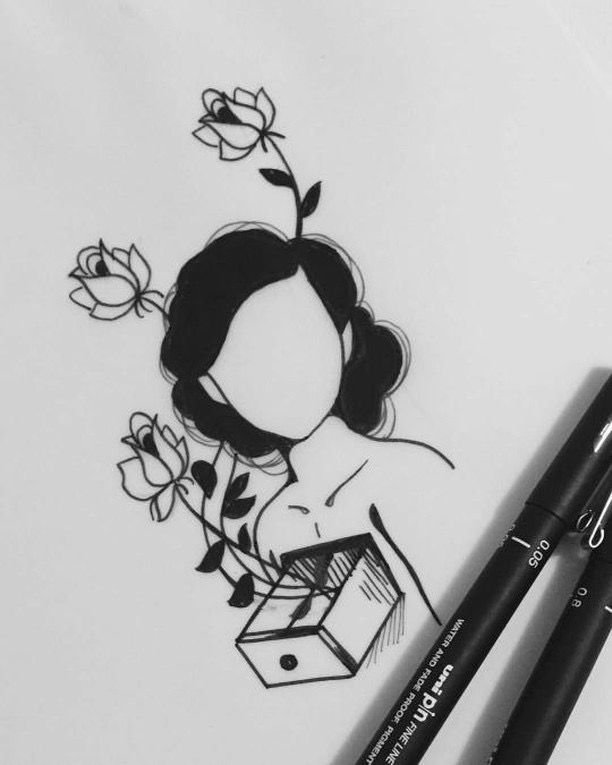 Рисунки чёрным фломастером