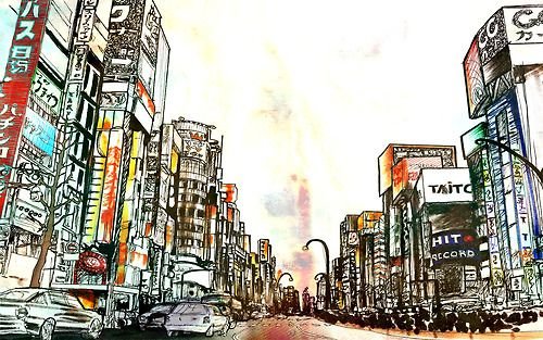 Токио рисунок города