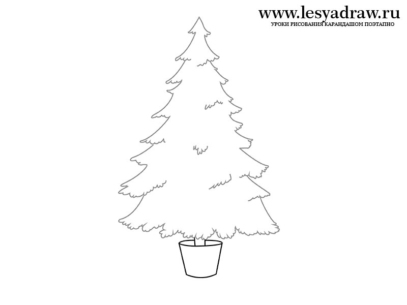 Рисунок ёлки для срисовки