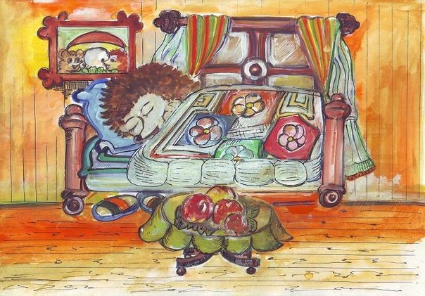 Ежик спит рисунок