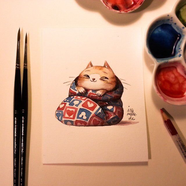 Кот маркерами