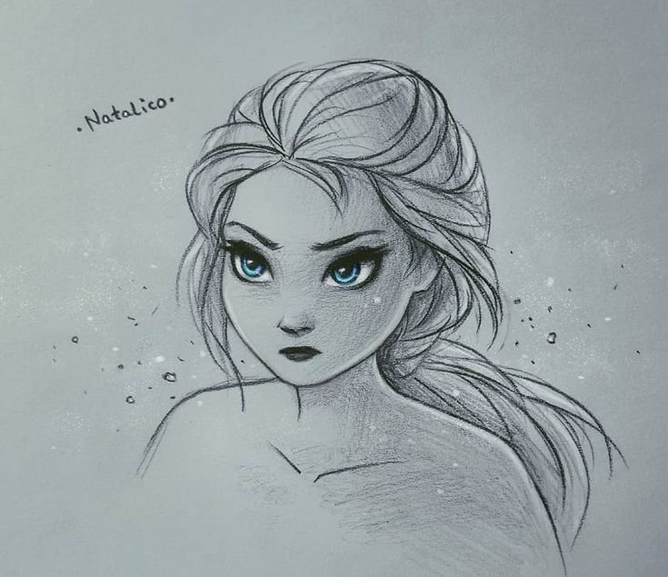 Эльза рисунок карандашом
