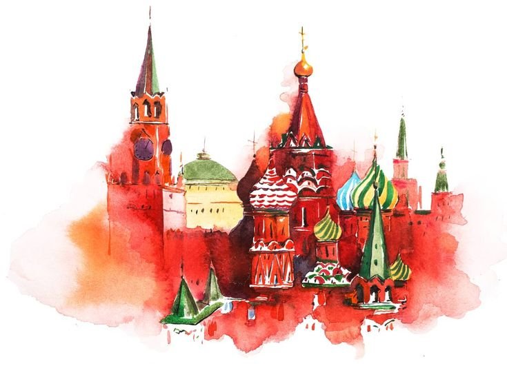 Москва акварель собор