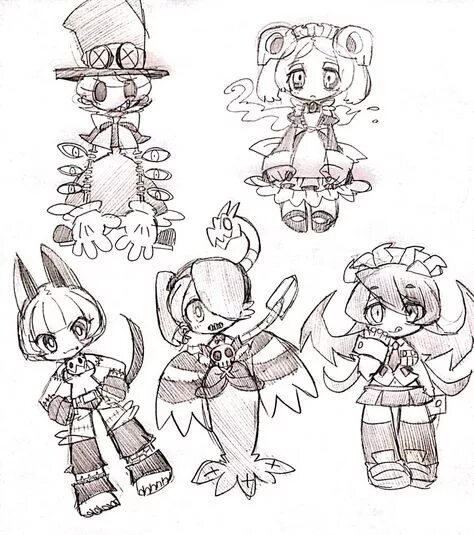 Зарисовки персонажей Skullgirls