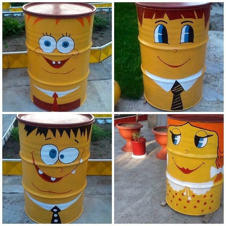 Разрисованные бочки для сада