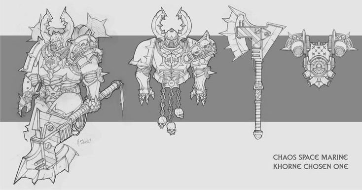 Модель персонажа для рисования Warhammer 40000 хаос