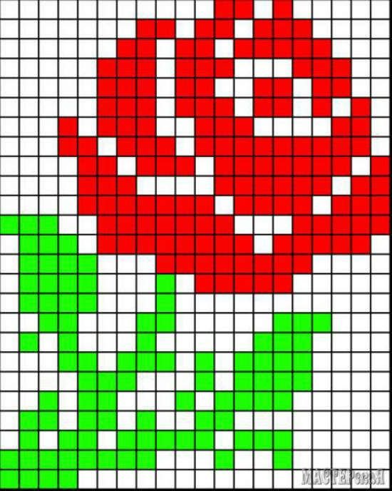 Рисование цветов по клеточкам